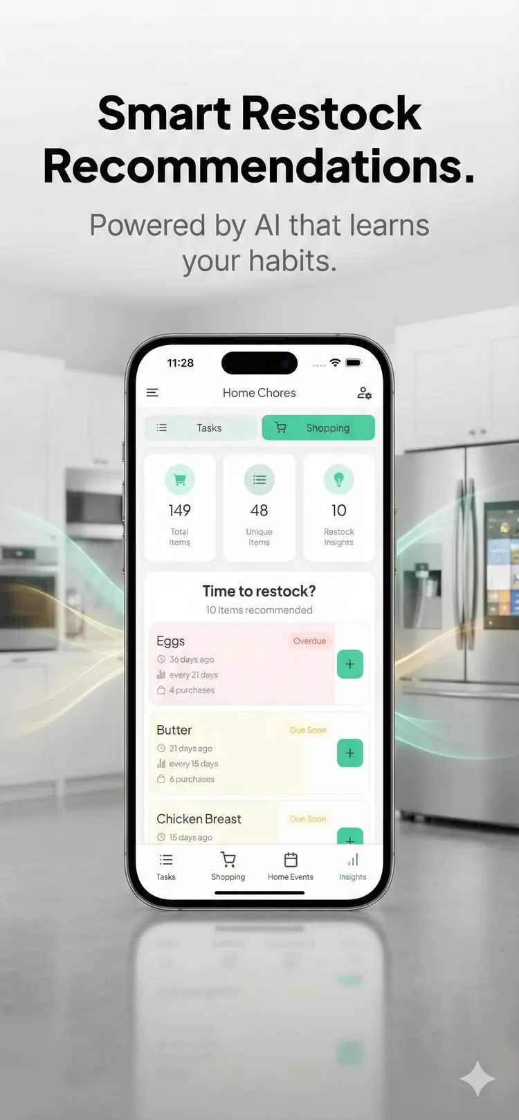 HomeChores restock insights
