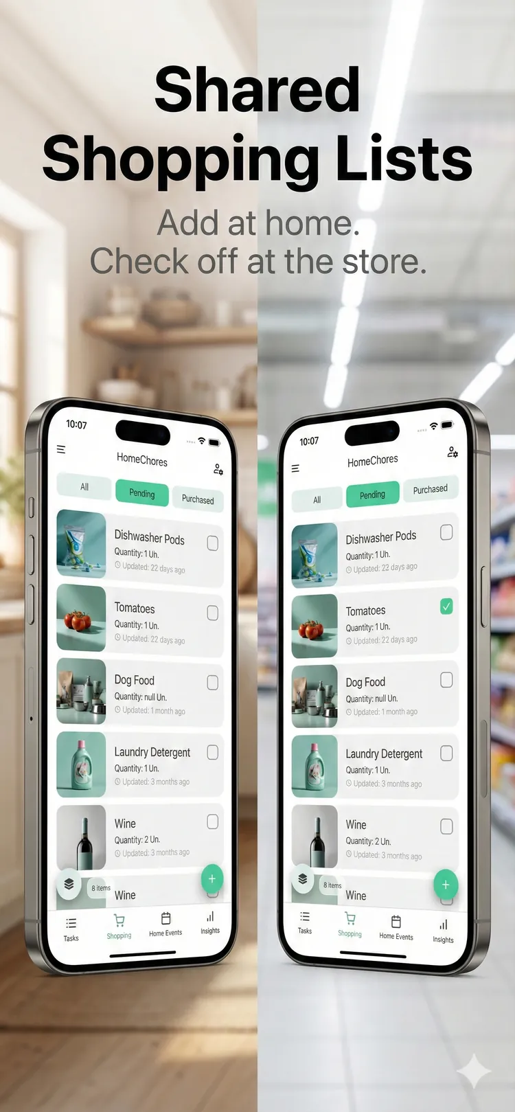 HomeChores shared shopping lists